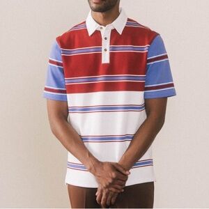 Bogey Boys Golf Shirt NEW XXL Red Purple White Stripe Short Sleeve GOAT Polo